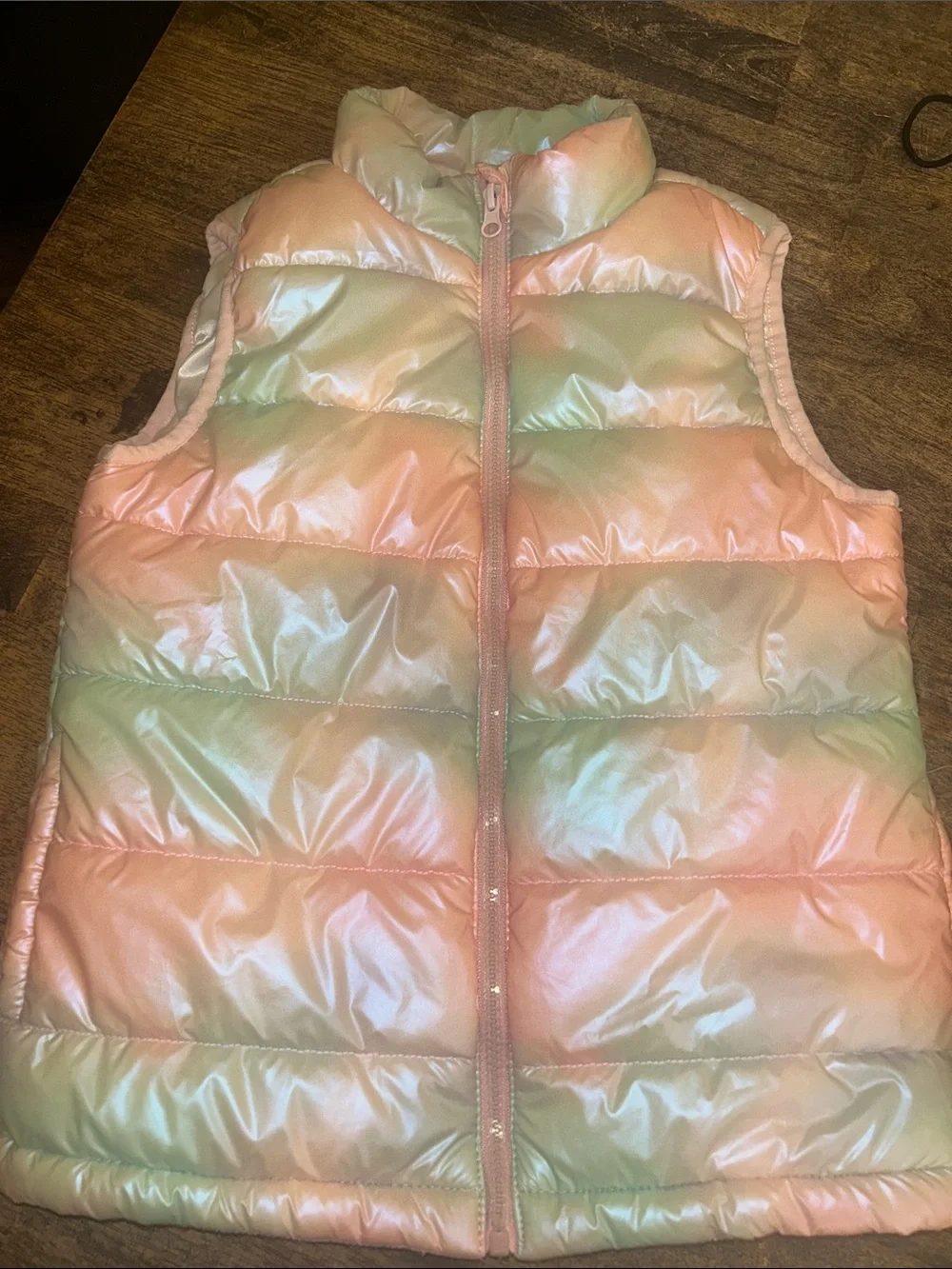 Kali Girls' Iridescent Pink and Light Green Ombre Puffer Vest